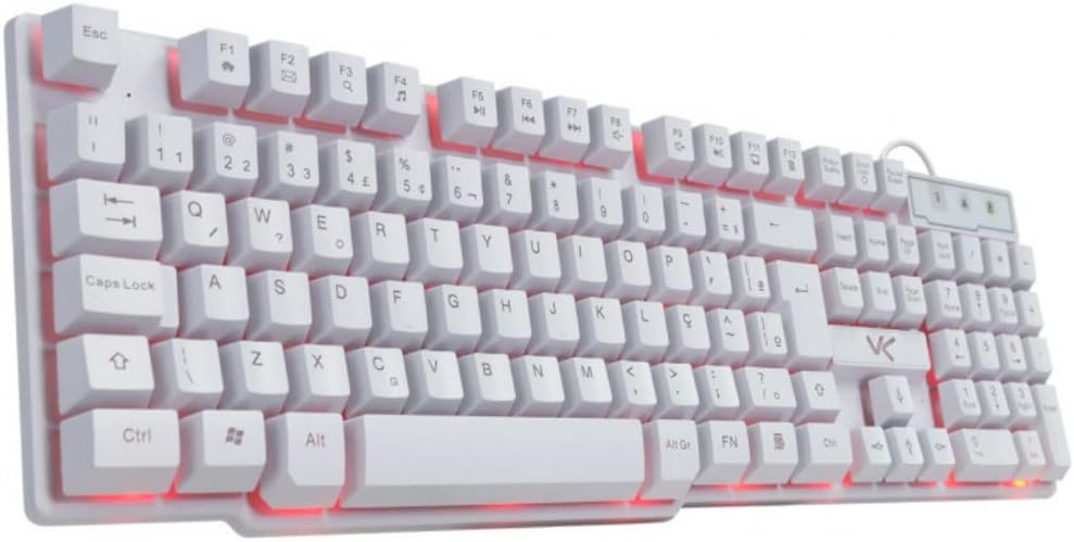 TECLADO GAMER VX GAMING HYDRA BRANCO ABNT2 MULTIMÍDIA COM LED VERMELHO SENSAÇÃO MECÂNICA USB 1.8M – GTH110BV - VINIK
