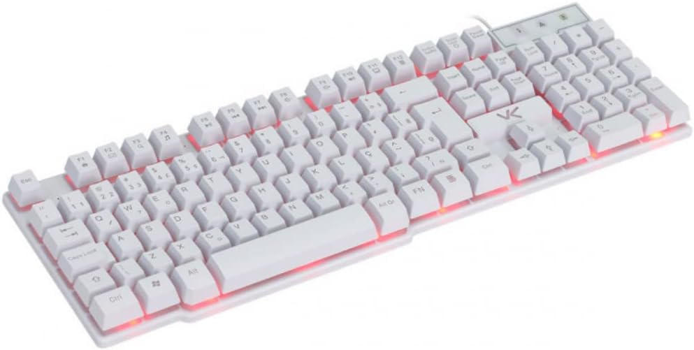 TECLADO GAMER VX GAMING HYDRA BRANCO ABNT2 MULTIMÍDIA COM LED VERMELHO SENSAÇÃO MECÂNICA USB 1.8M – GTH110BV - VINIK