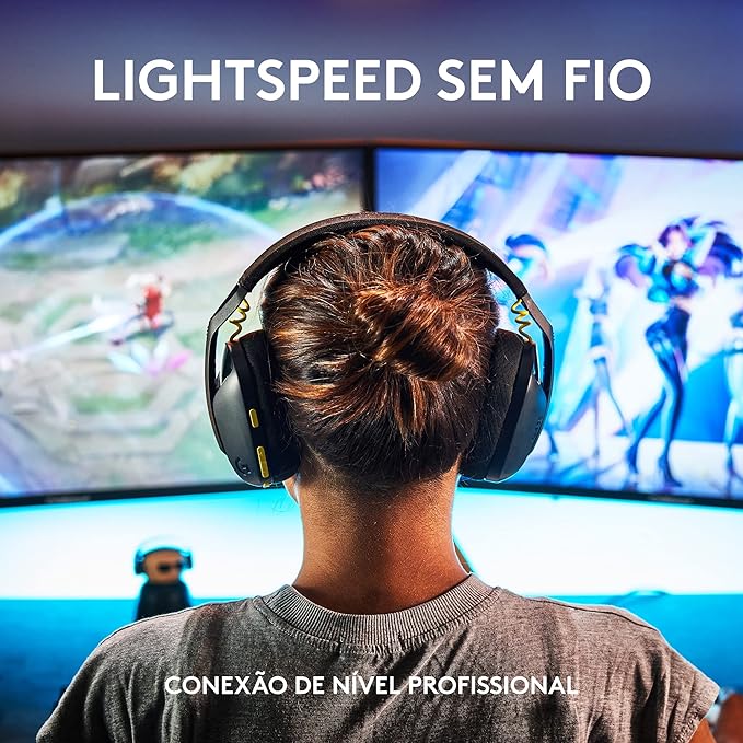 Headset Gamer Sem Fio Logitech G435 LIGHTSPEED, Conexão USB e Bluetooth, Design Leve e Confortável, Microfone Embutido, Bateria de até 18h - Compatível com Dolby Atmos, PC, PS4, PS5, Mobile – Preto