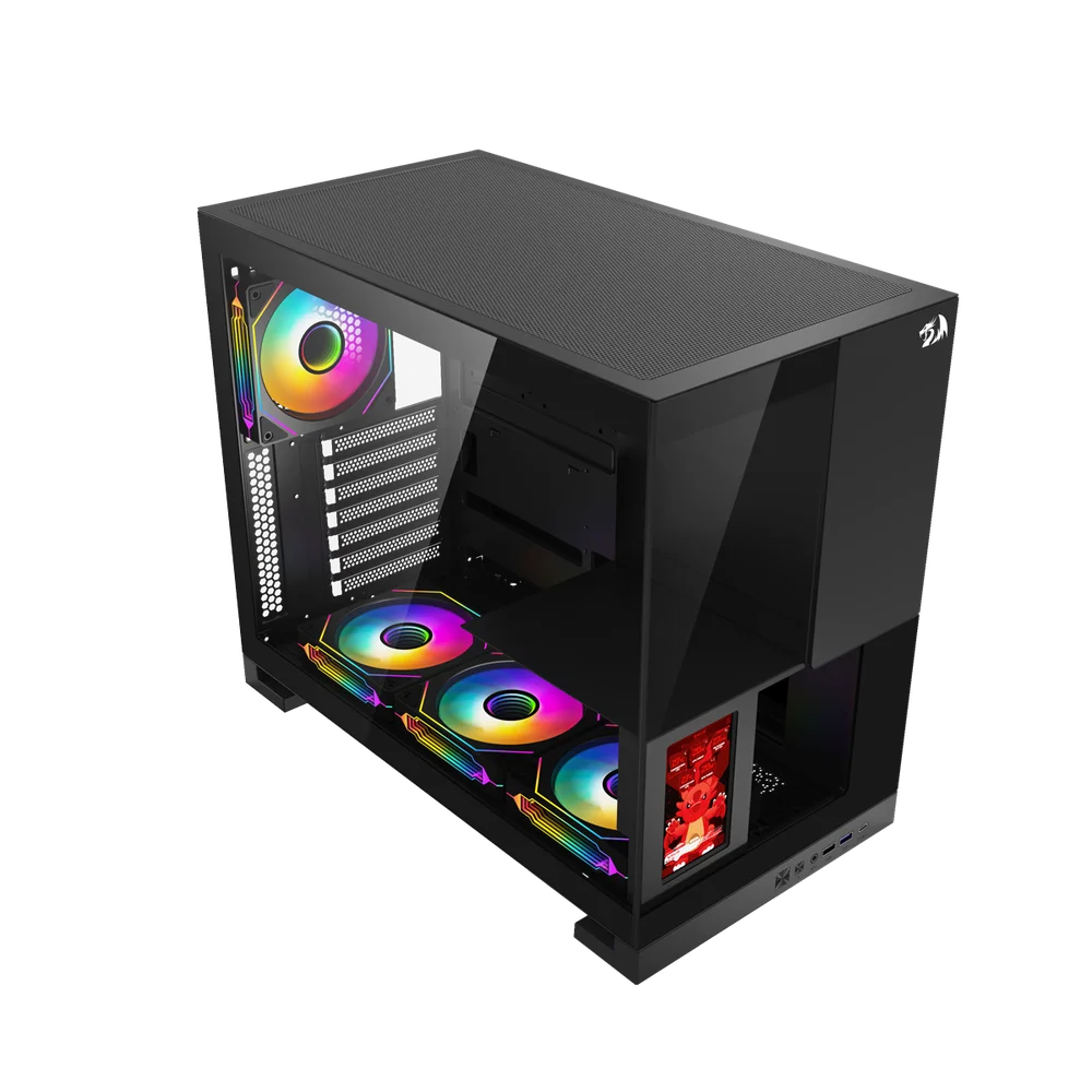 Gabinete Gamer Redragon Eternal Pro Preto Sem Fans Com Tela Lcd Ca-613b