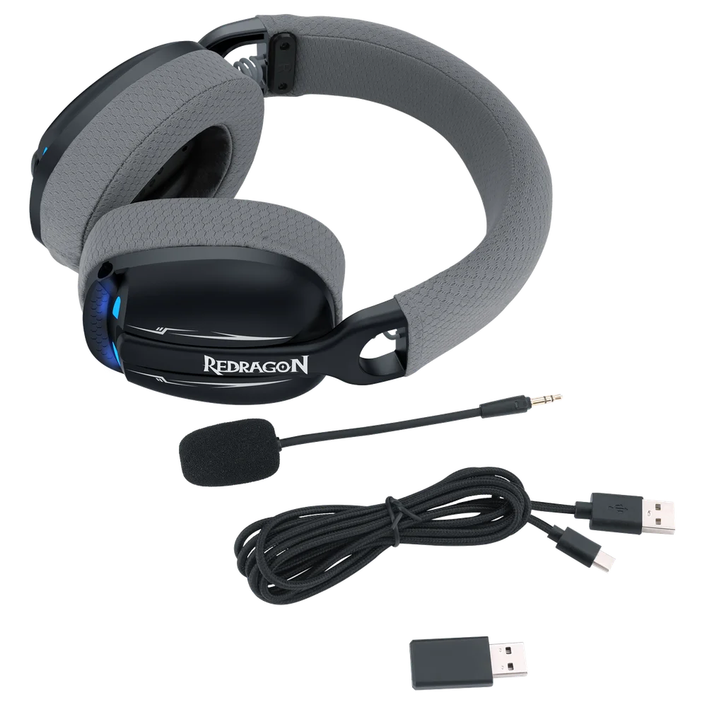 Headset Gamer Redragon Skuld Pro, Bluetooth, LED Azul, 40mm, Preto - H878bgn