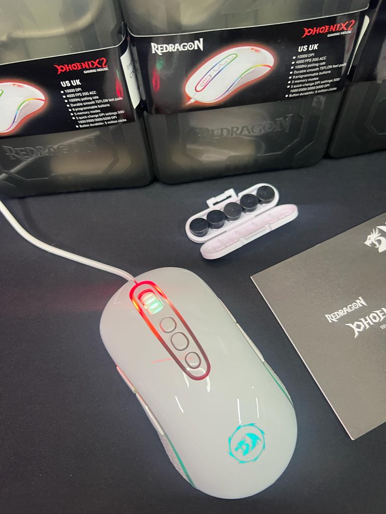 MOUSE GAMER REDRAGON PHOENIX 2 LUNAR WHITE RGB BRANCO 10000DPI, M702W-1