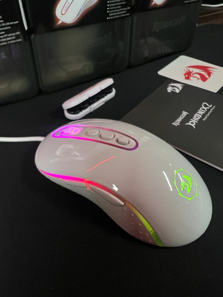 MOUSE GAMER REDRAGON PHOENIX 2 LUNAR WHITE RGB BRANCO 10000DPI, M702W-1