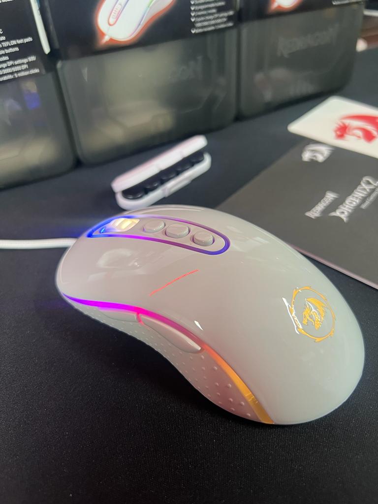 MOUSE GAMER REDRAGON PHOENIX 2 LUNAR WHITE RGB BRANCO 10000DPI, M702W-1