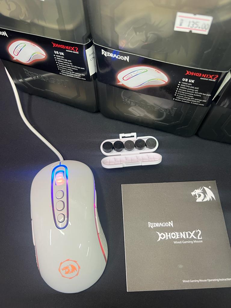MOUSE GAMER REDRAGON PHOENIX 2 LUNAR WHITE RGB BRANCO 10000DPI, M702W-1