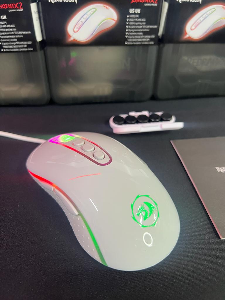 MOUSE GAMER REDRAGON PHOENIX 2 LUNAR WHITE RGB BRANCO 10000DPI, M702W-1
