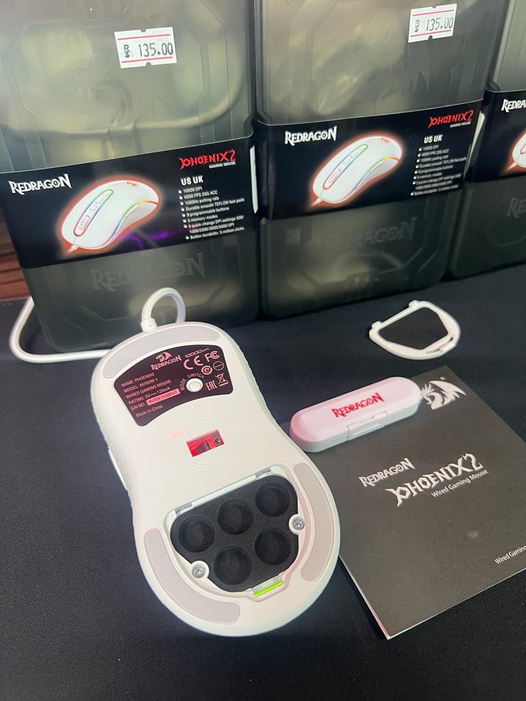 MOUSE GAMER REDRAGON PHOENIX 2 LUNAR WHITE RGB BRANCO 10000DPI, M702W-1