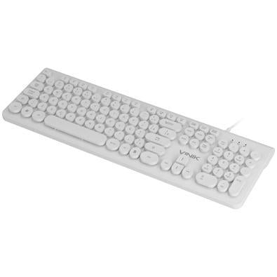 Teclado Usb Multimidia Dynamic Circle Abnt2 Teclas Redondas Cabo Usb 1.8m Branco - Dc110b