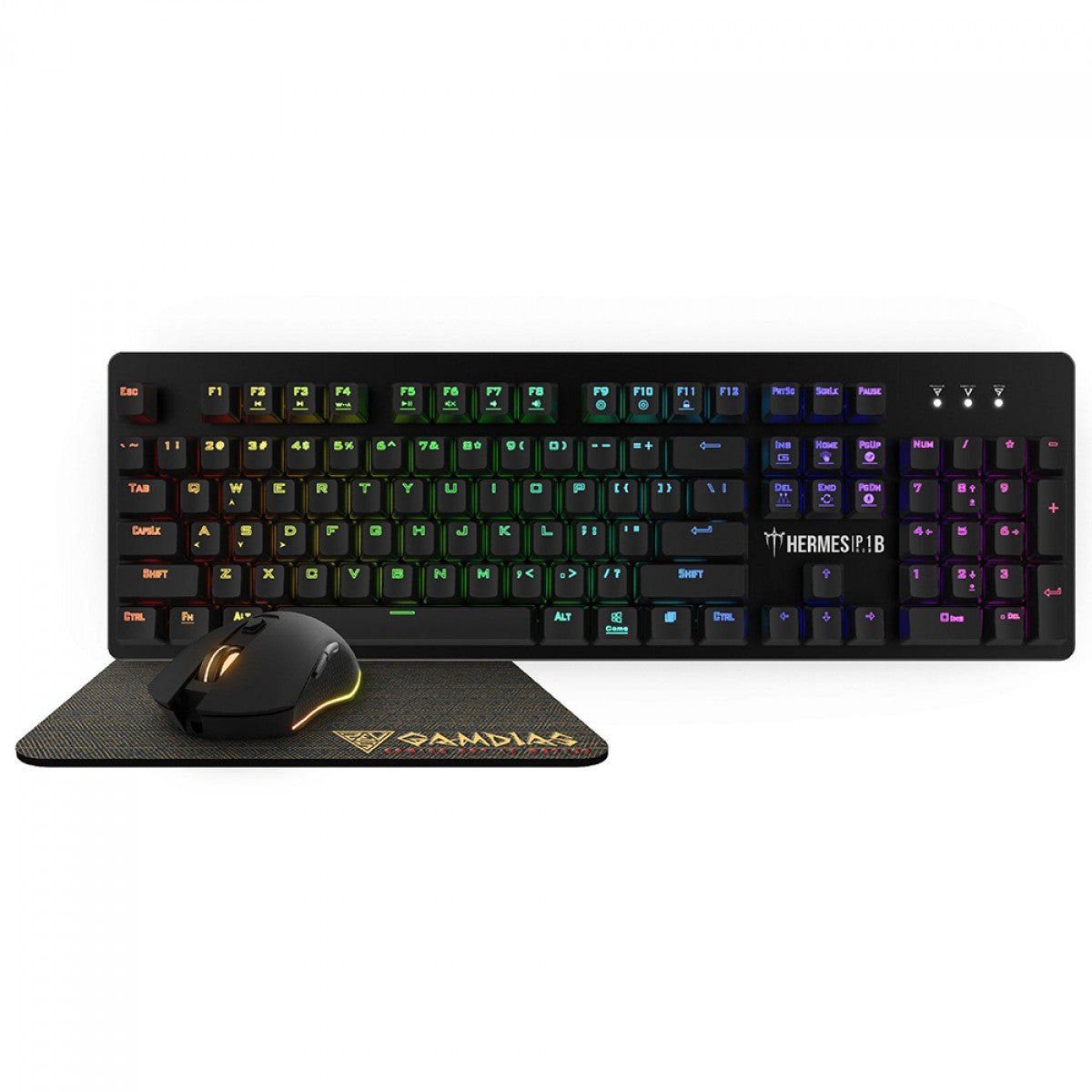 Combo Gamer Gamdias Hermes P1B 3 Em 1, Teclado, Mouse, Mousepad