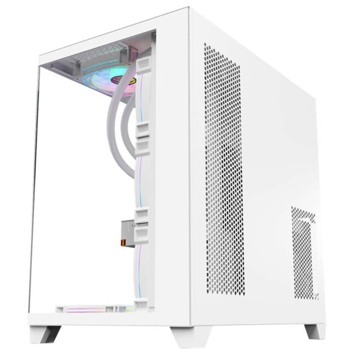 Gabinete Gamer K-MEX Ghost Shark, Aquario, Mid Tower, Vidro Temperado, ATX, White, Sem Fonte, Sem Fan, CGW2J1RH002CB0X