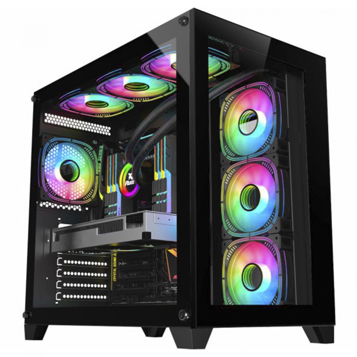 Gabinete Gamer K-MEX Space ATX, Mid Tower, Vidro Temperado, ATX, Black, Sem Fonte, Sem Fan, CGP2R4RH001CB0X