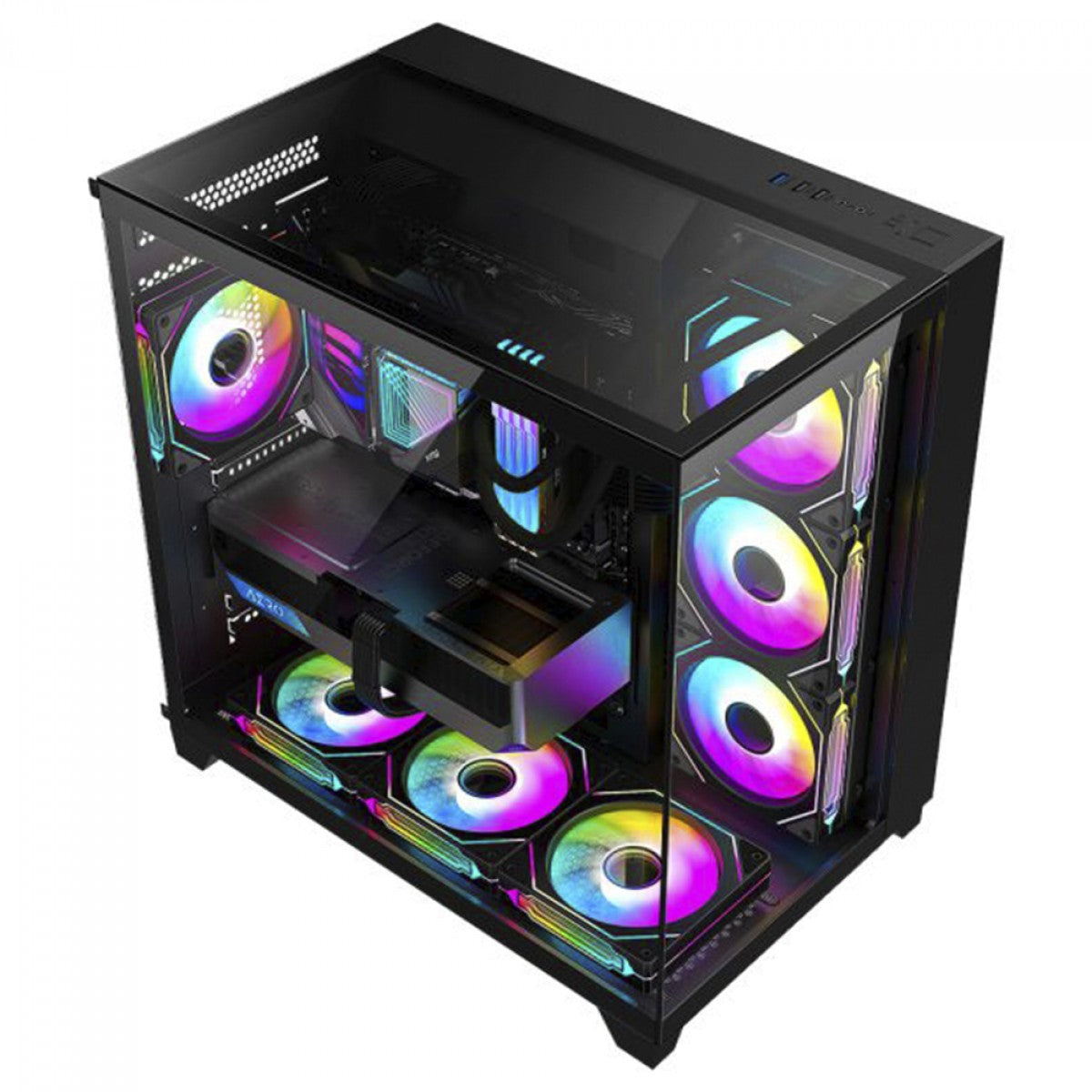 Gabinete Gamer K-MEX Tiger Shark, Aquario, Mid Tower, Vidro Temperado, ATX, Black, Sem Fonte, Sem Fan, CG04J1RH001CB0X