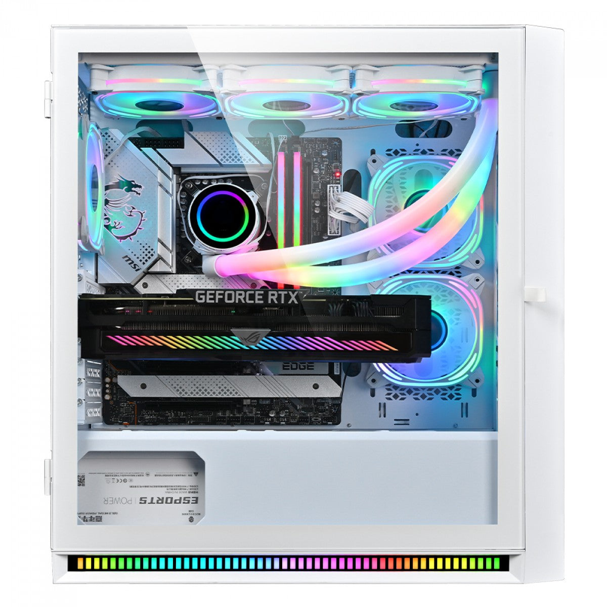 Gabinete Gamer SuperFrame Magic, RGB, Mid Tower, Vidro Temperado, E-ATX, White, Sem Fonte, Com 3 Fans