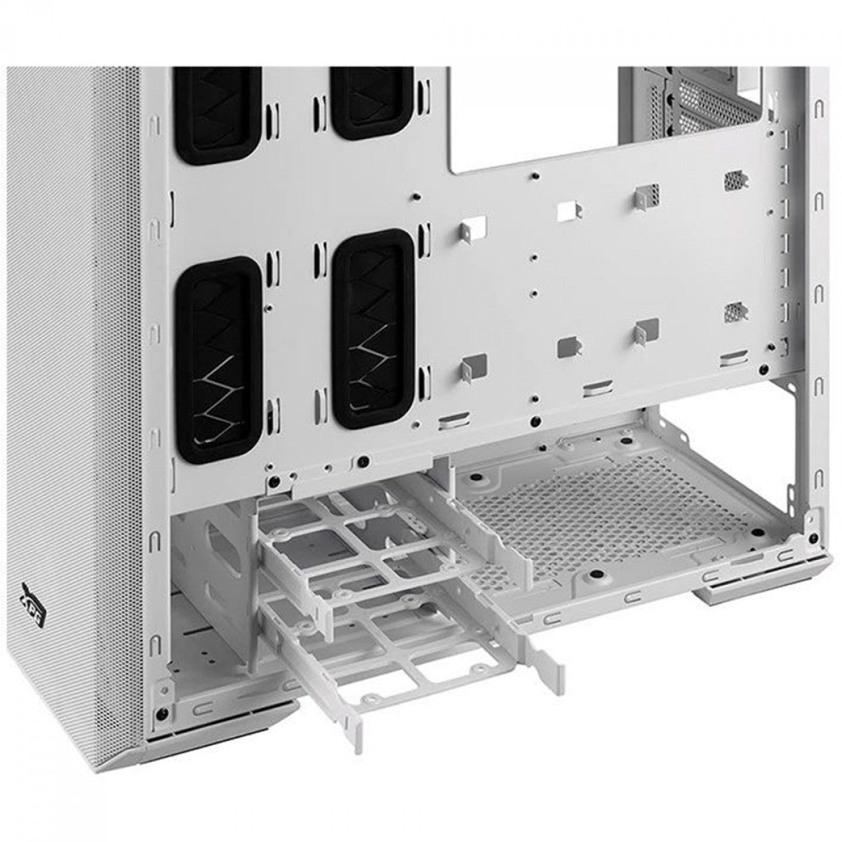 Gabinete Gamer XPG Defender, Mid Tower, Vidro Temperado, White, E-ATX, Sem Fonte, Com 3 Fans, DEFENDER WHCWW