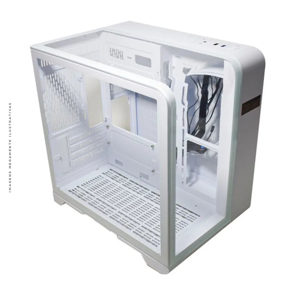 Gabinete Gamer K-Mex Aquário Cyberpunk CG-W8KI, mATX, Display Digital, Sem Fonte e Fan, Branco - CGW8KIRH002CB0X
