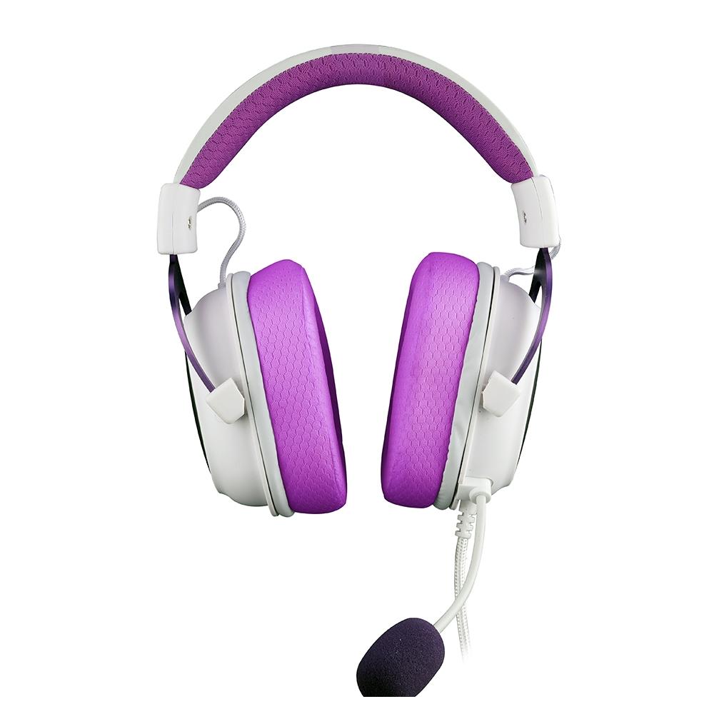 Headset Gamer Redragon Zeus X RGB, Surround 7.1, Driver de 53mm, USB, Microfone com Redução de Ruído, Branco com Roxo - H510WP-RGB