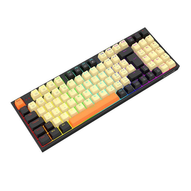 Teclado Mecanico Gamer Redragon Kitava, RGB, Switch Marrom, Bege e Laranja