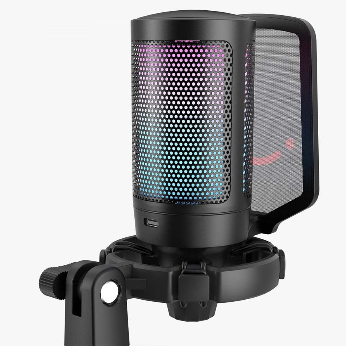 Microfone Gamer Fifine Ampligame A6T, RGB, USB, Black, Com Braço Articulado