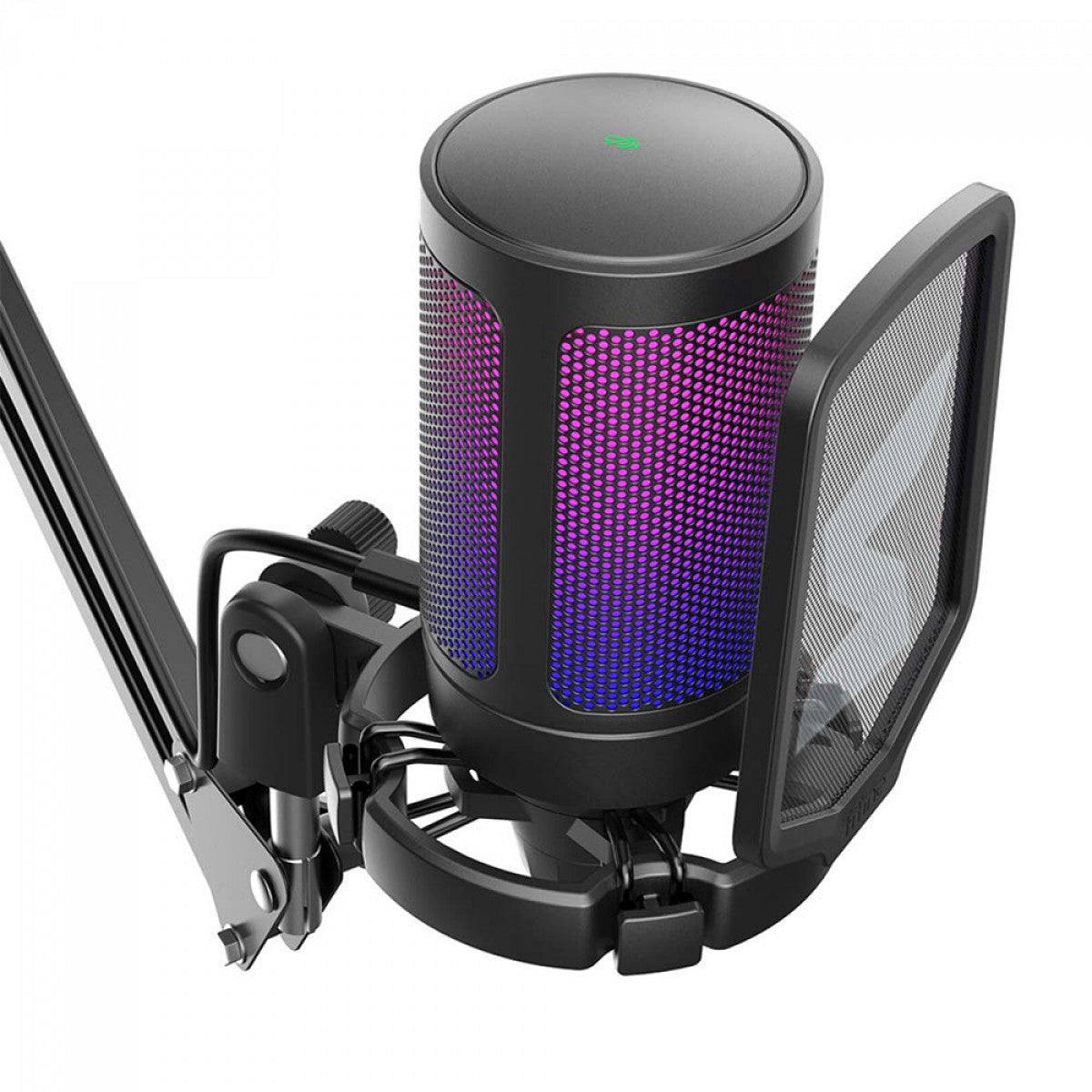 Microfone Gamer Fifine SuperFrame Edition SFM1, RGB, USB, Black, Com Braço Articulado