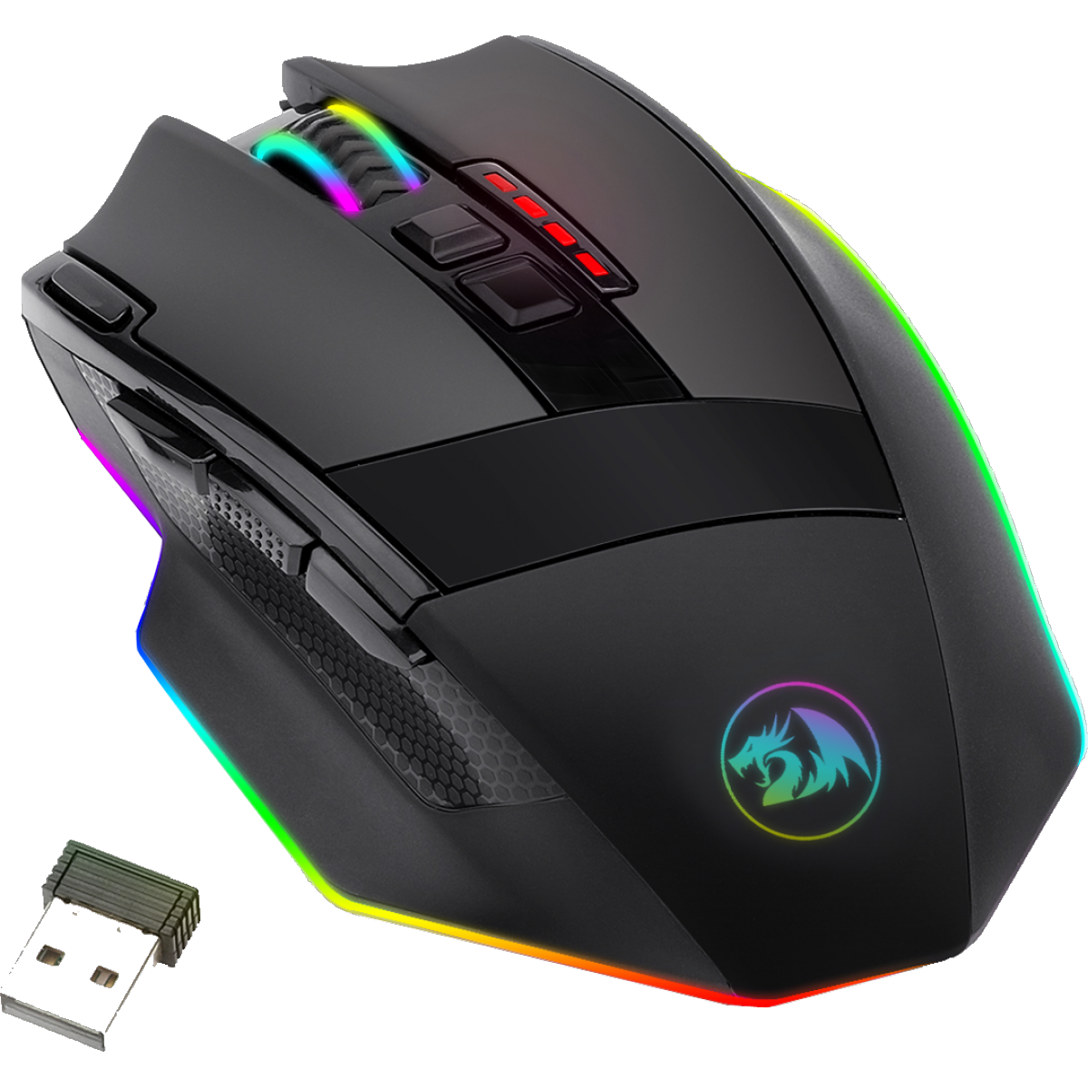 Mouse Gamer Redragon Sniper Pro M801P RGB, 16000 DPI, Wireless, 9 Botões Programáveis, Black