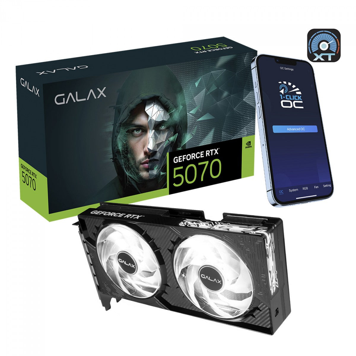 Placa de Vídeo Galax NVIDIA GeForce RTX 5070 1-Click OC, 12GB, GDDR7, DLSS, Ray Tracing