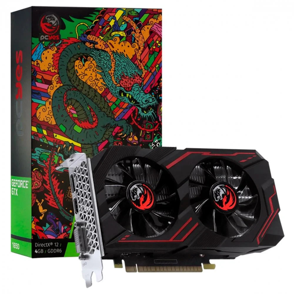 *CONSULTAR VALOR E DISPONIBILIDADE PELO WHATSAPP* Placa de Vídeo PCYes Graffiti Series GTX 1650, 4GB, 8Gbps, GDDR6 - PA1650412820DR6