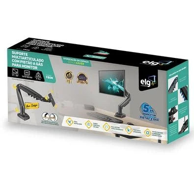 Suporte de Mesa Articulado para Monitores de 17" a 35", ELG, Ajuste de altura com Pistão a Gás - F80N