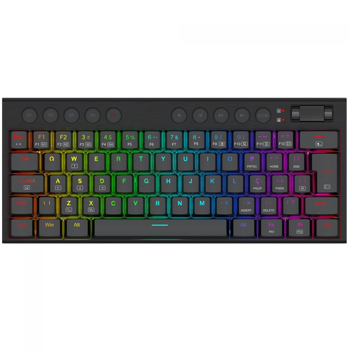 Teclado Gamer Mecânico Redragon Horus Mini, RGB, Low Profile, USB, Switch Brown, ABNT2, 60%