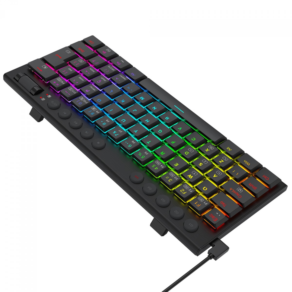 Teclado Gamer Mecânico Redragon Horus Mini, RGB, Low Profile, USB, Switch Brown, ABNT2, 60%