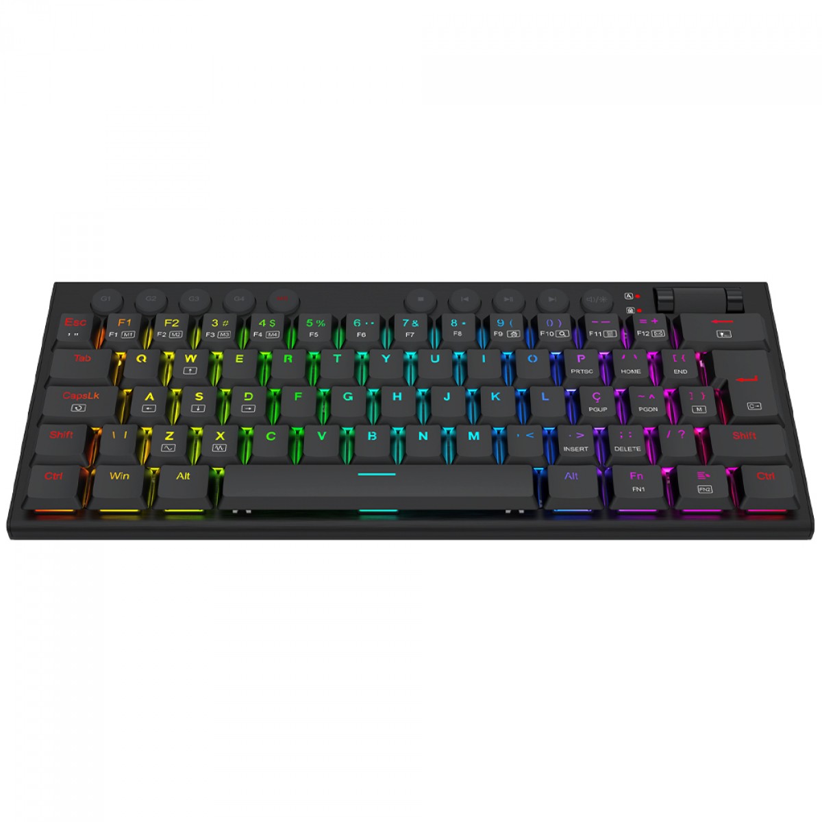 Teclado Gamer Mecânico Redragon Horus Mini, RGB, Low Profile, USB, Switch Brown, ABNT2, 60%