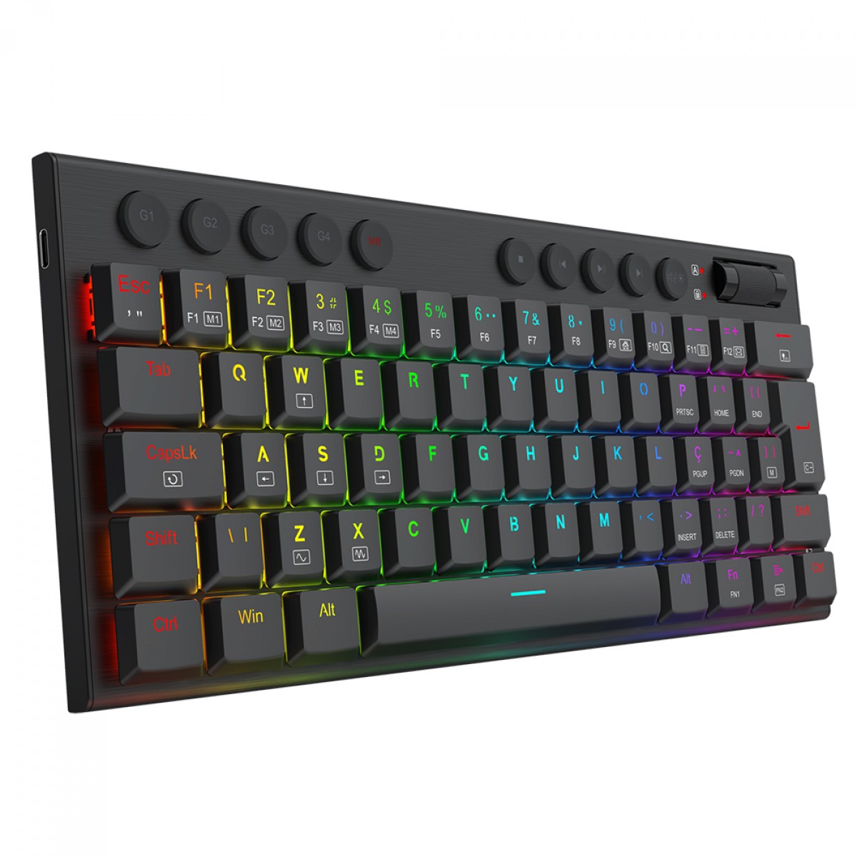 Teclado Gamer Mecânico Redragon Horus Mini, RGB, Low Profile, USB, Switch Brown, ABNT2, 60%