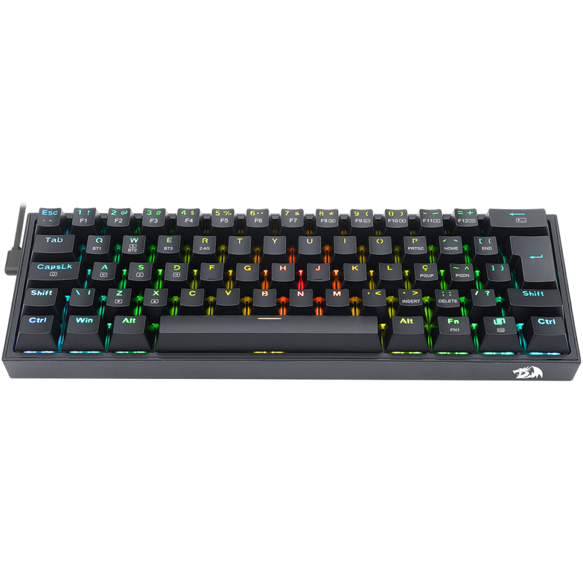 Teclado Mecânico Gamer Redragon Fizz Pro, Wireless, RGB, Switch Blue, ABNT2, Black, K616-RGB-B (PT-BLUE)