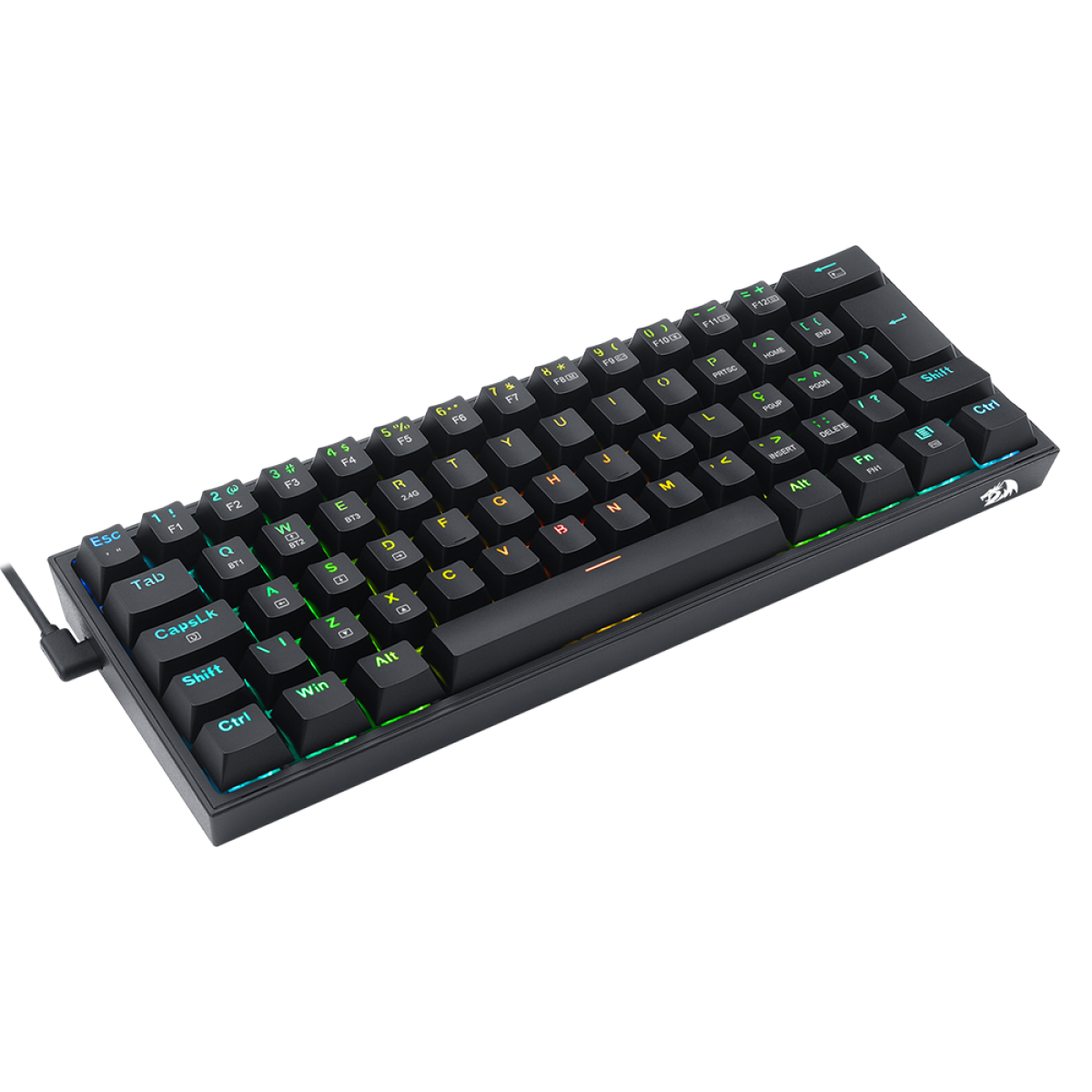 Teclado Mecânico Gamer Redragon Fizz Pro, Wireless, RGB, Switch Blue, ABNT2, Black, K616-RGB-B (PT-BLUE)