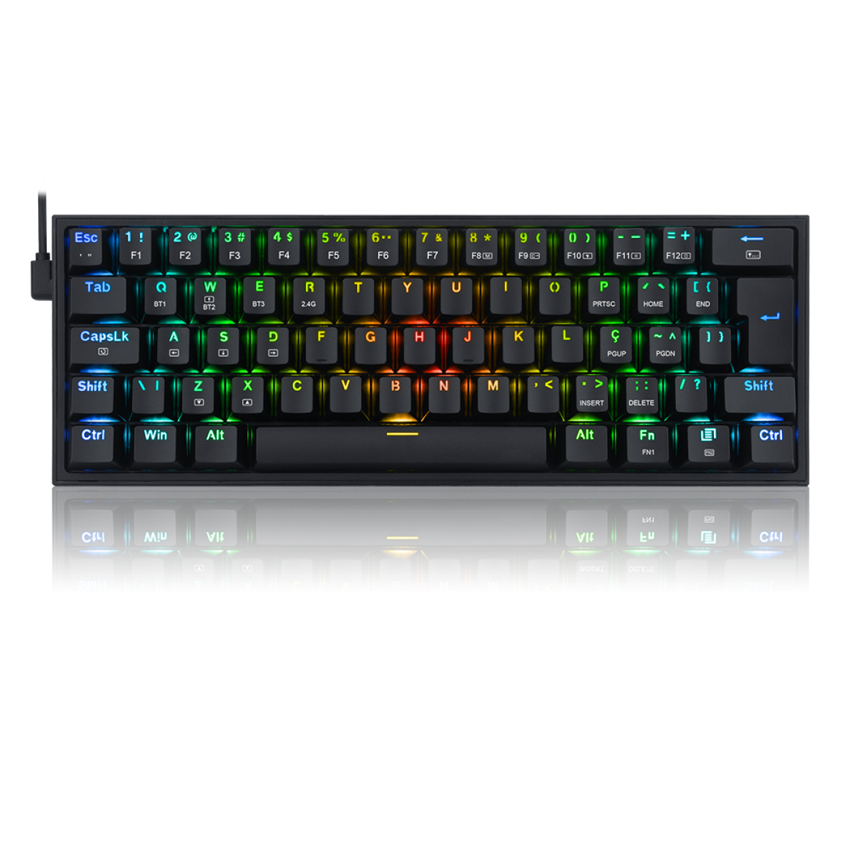 Teclado Mecânico Gamer Redragon Fizz Pro, Wireless, RGB, Switch Blue, ABNT2, Black, K616-RGB-B (PT-BLUE)
