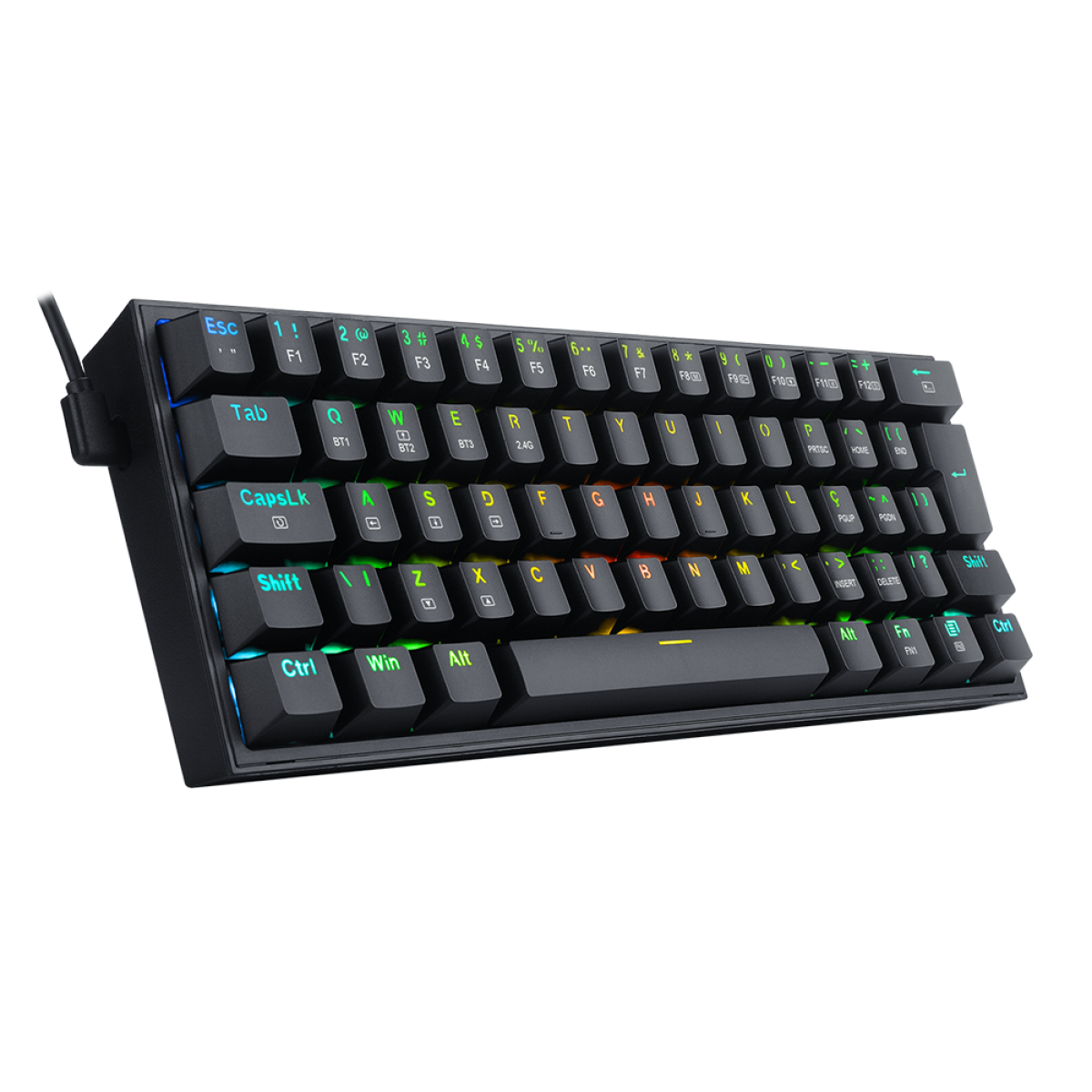 Teclado Mecânico Gamer Redragon Fizz Pro, Wireless, RGB, Switch Blue, ABNT2, Black, K616-RGB-B (PT-BLUE)