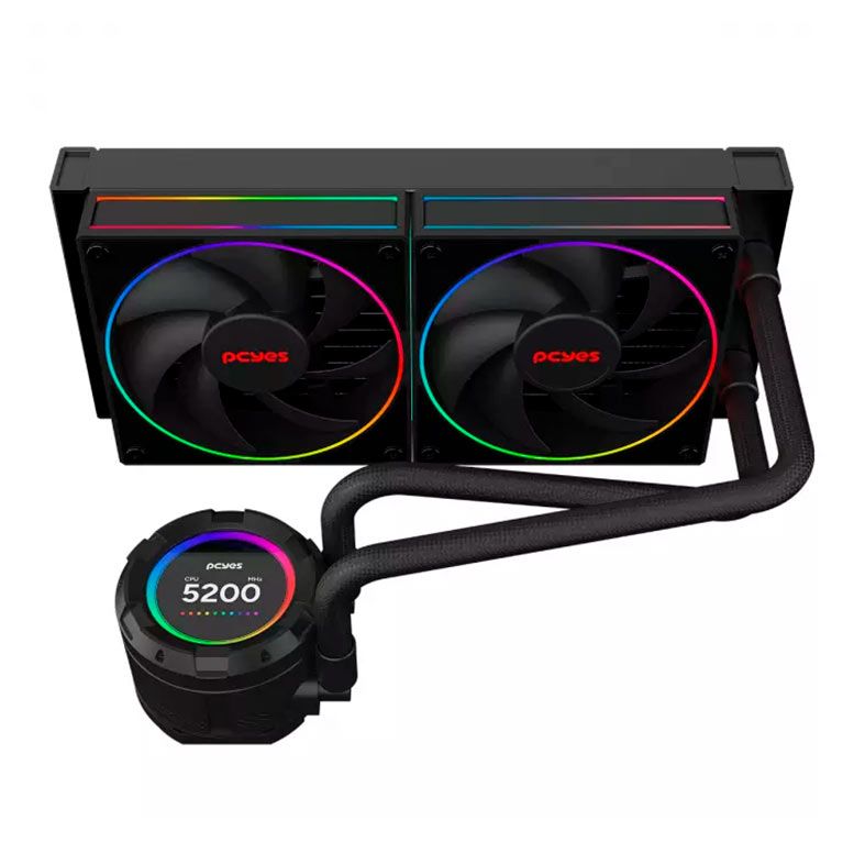 Water Cooler PcYes Vision Black Vulcan, ARGB, 240mm, Preto, VS240BV