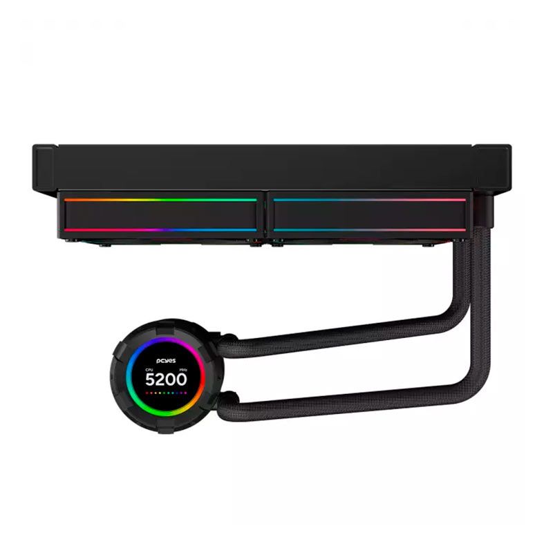 Water Cooler PcYes Vision Black Vulcan, ARGB, 240mm, Preto, VS240BV