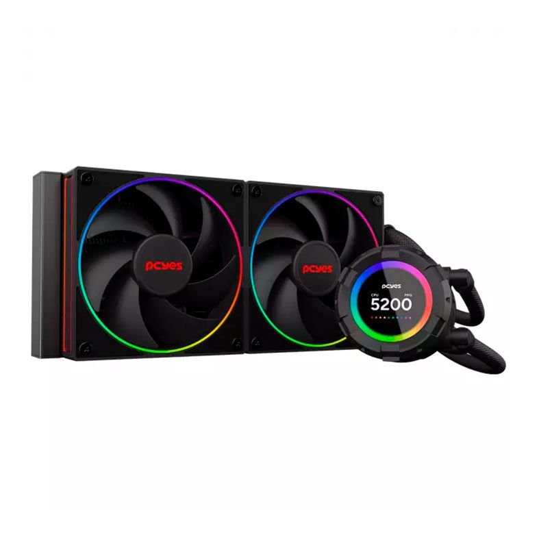 Water Cooler PcYes Vision Black Vulcan, ARGB, 240mm, Preto, VS240BV