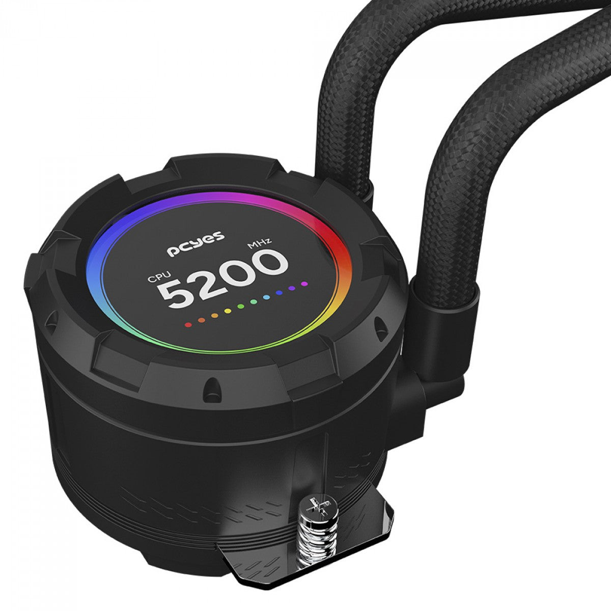 Water Cooler PCYES Vision Black Vulcan, ARGB, 360mm, Intel-AMD, Tela LCD, Preto, VS360BV