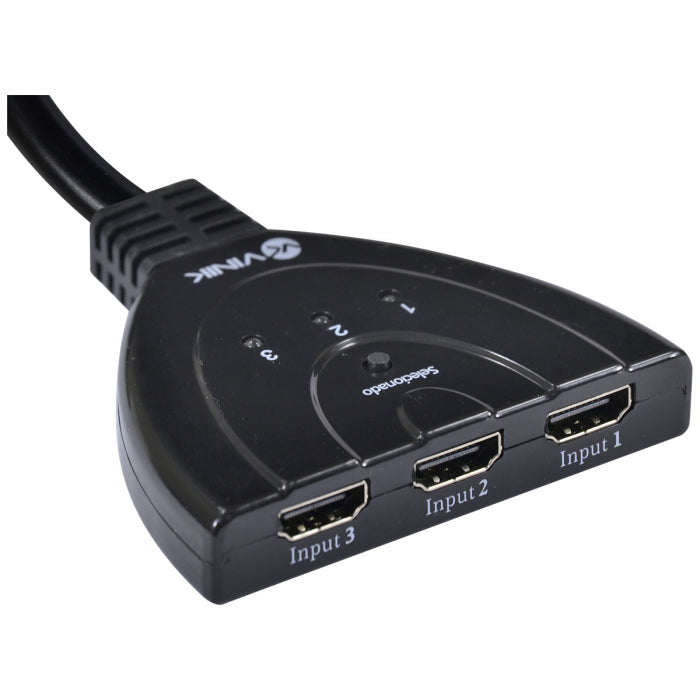 SWITCH HDMI 3 ENTRADAS E 1 SAIDA 1.3V COM SUPORTE 3D E 1080P