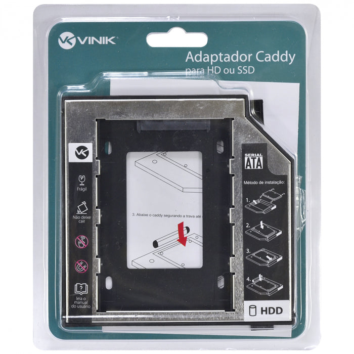 ADAPTADOR CADDY PARA HD OU SSD GAVETA DVD NOTEBOOK SATA 9.5MM