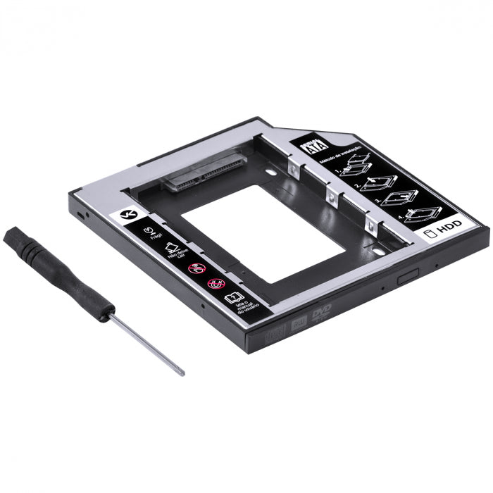 ADAPTADOR CADDY PARA HD OU SSD GAVETA DVD NOTEBOOK SATA 9.5MM