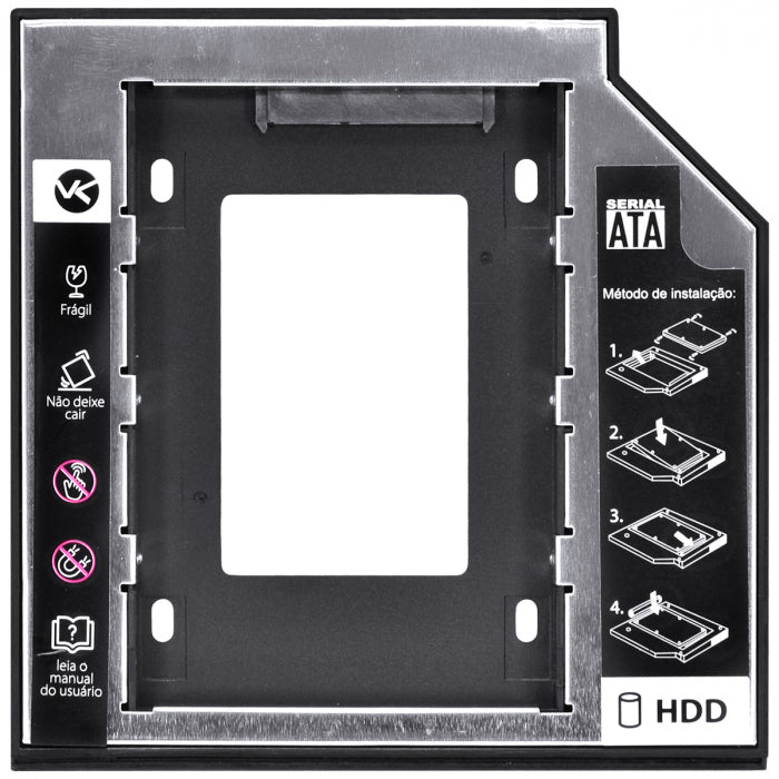 ADAPTADOR CADDY PARA HD OU SSD GAVETA DVD NOTEBOOK SATA 9.5MM