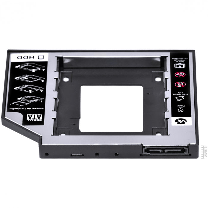 ADAPTADOR CADDY PARA HD OU SSD GAVETA DVD NOTEBOOK SATA 9.5MM