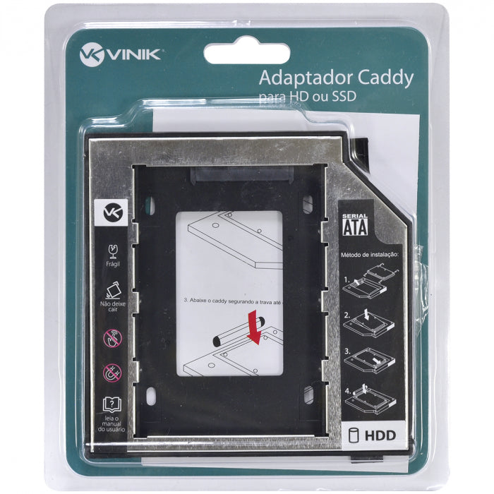 ADAPTADOR CADDY PARA HD OU SSD GAVETA DVD NOTEBOOK SATA 12.7MM
