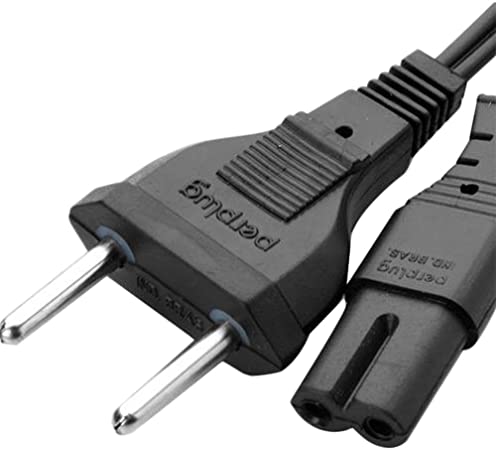 Cabo de Força Bipolar 2 Pinos para Impressora, Notebook e Rádio 40cm M180X