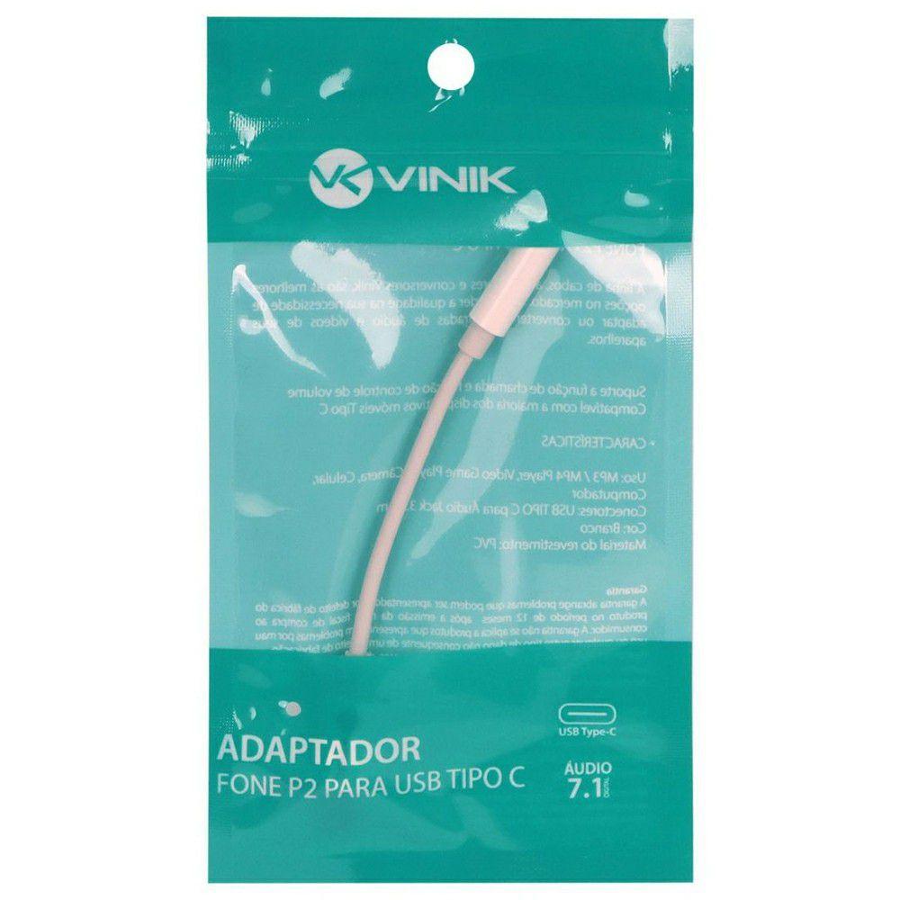 Adaptador de Fone P2 para USB Tipo C 7.1 Audio - Vinik