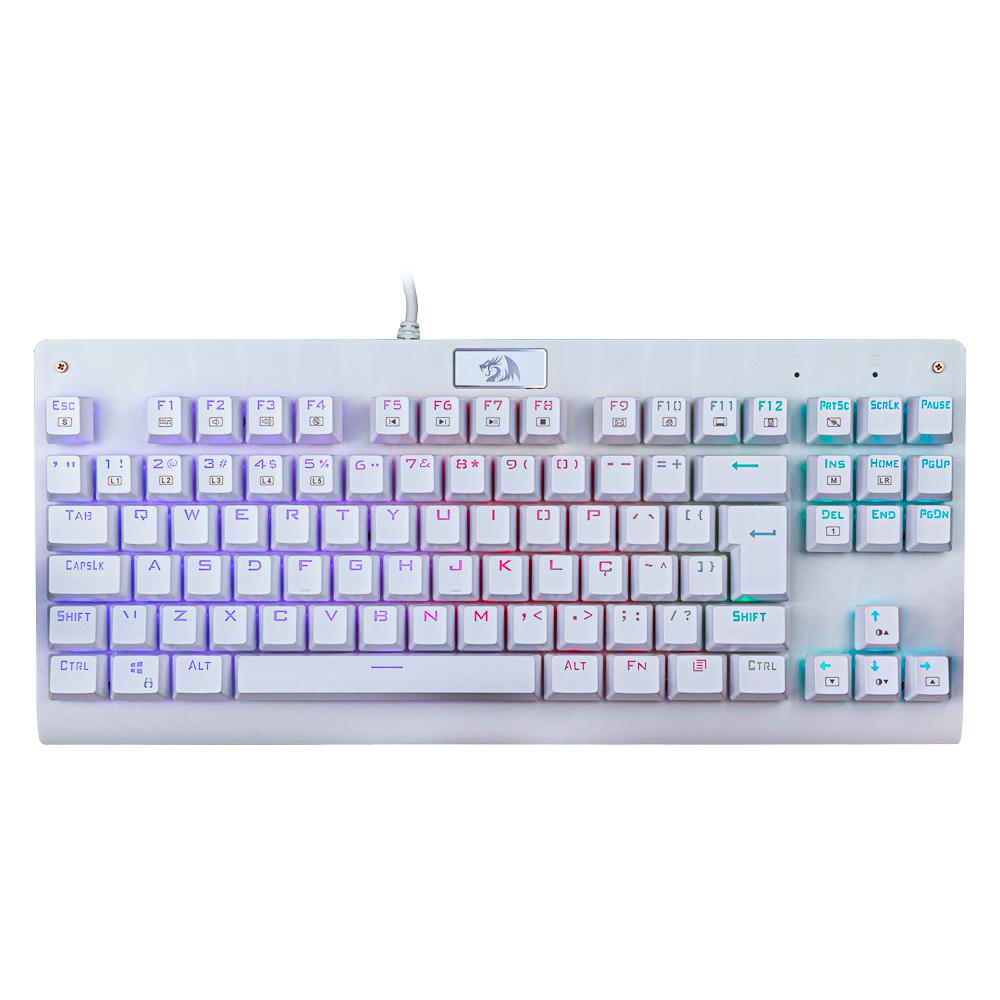 Teclado Mecânico Gamer Redragon Dark Avenger Branco Switch Outemu Red RGB ABNT2 - K568W-RGB (RED)