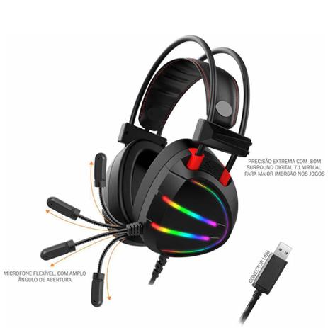 Headset Gamer RGB - AR70 USB 7.1 Surround