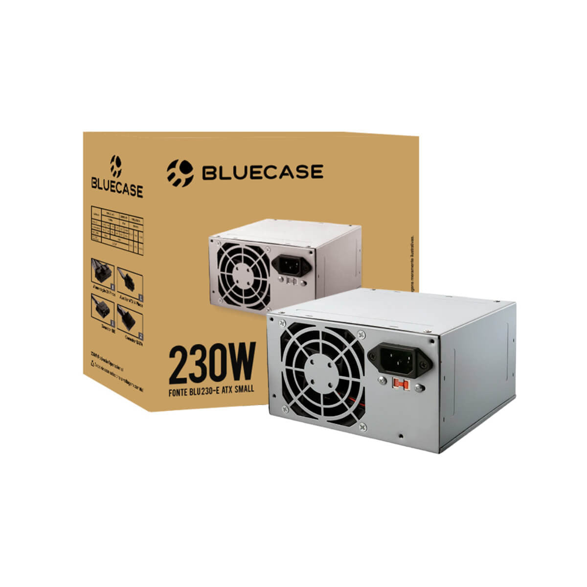 FONTE DE ALIMENTAÇÃO ATX 230W SMALL (BLU230-E SMALL) - BLUECASE